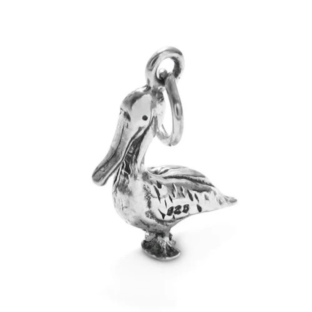 ADORABLE STERLING SILVER PELICAN CHARM IN 3D.